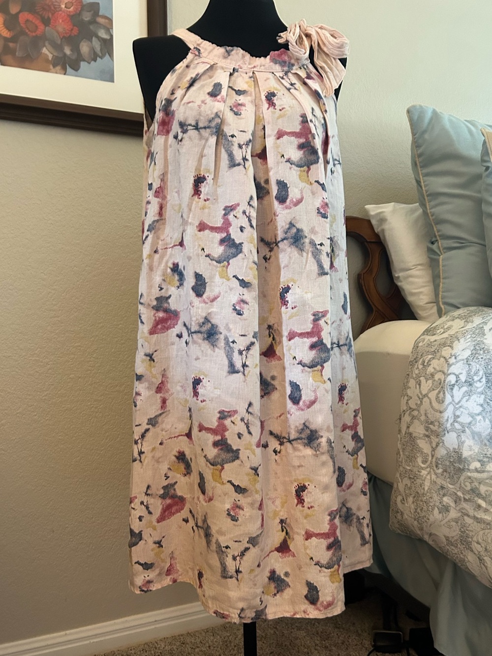Bellambra Floral Watercolor Linen Dress. Made in Italy. Size M.